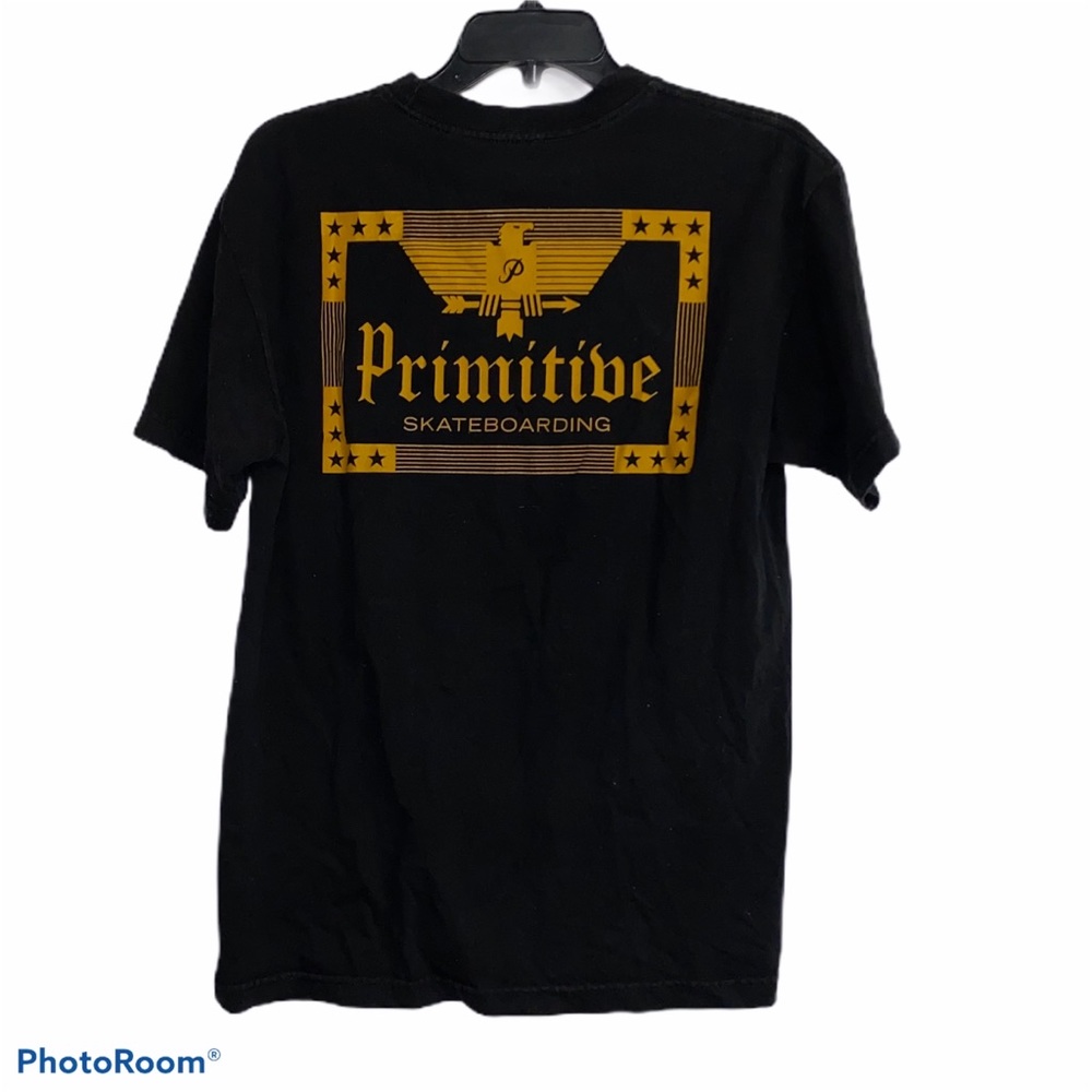 Primitive Skateboarding Eagle Logo T-Shirt Black Gold Graphic Size M